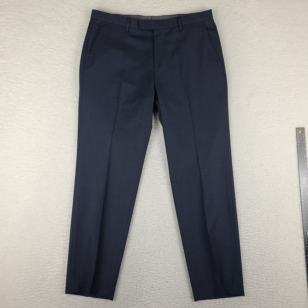 HUGO BOSS Pants Mens 32x29 Navy Blue Slim Straight Leenon1 Trousers Dress Slacks